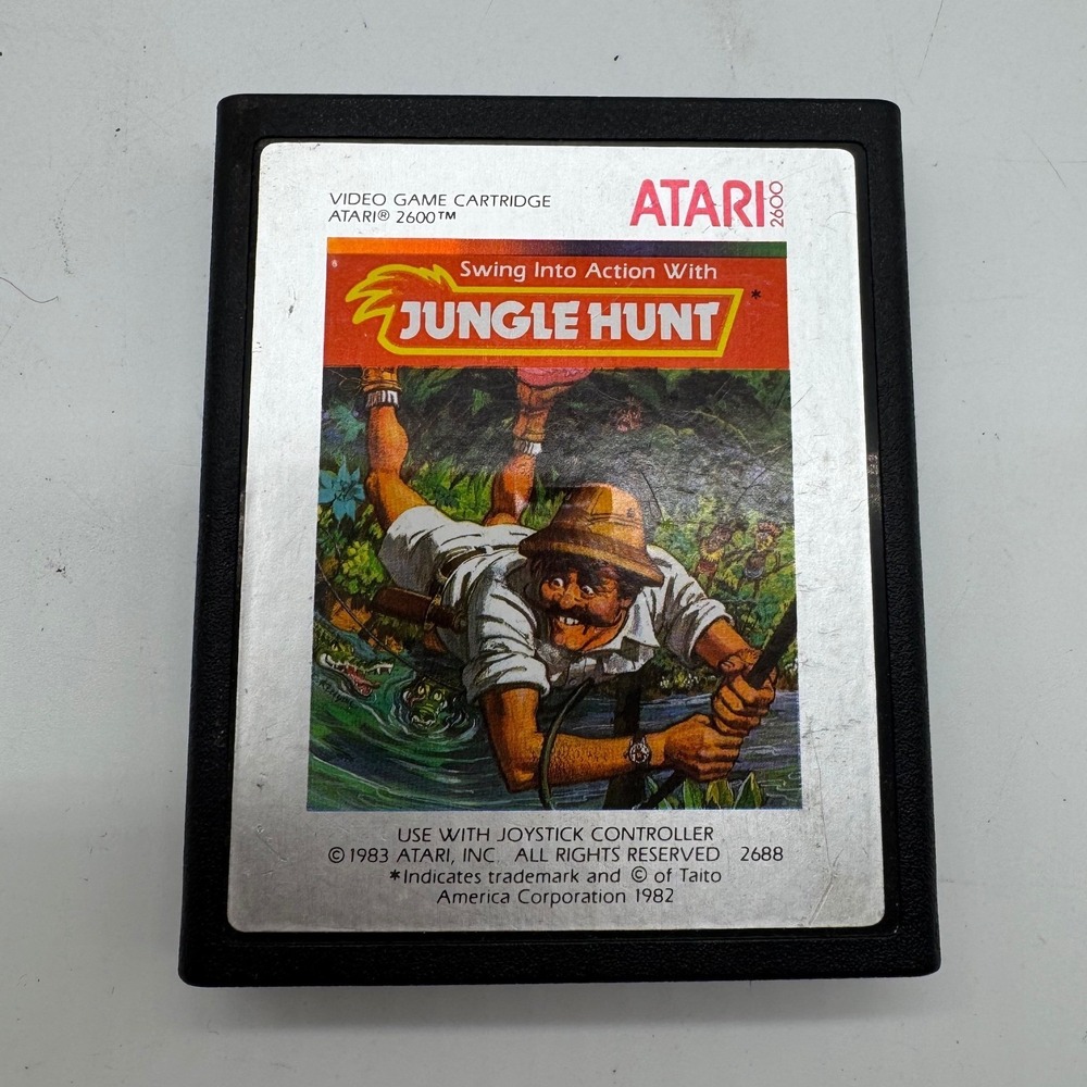 Atari 2600 Jungle Hunt Video Game Cartridge 1983 Silver Label CX2688 Retro